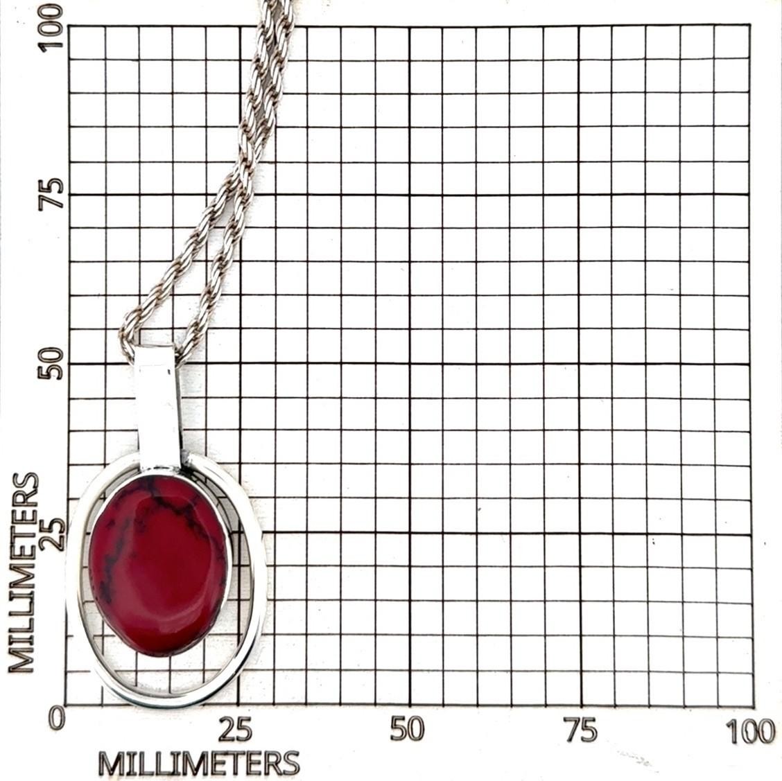 21” x 2.5mm Mexico 925 Sterling Silver Red Jasper Pendant Rope Chain Necklace - Image 8
