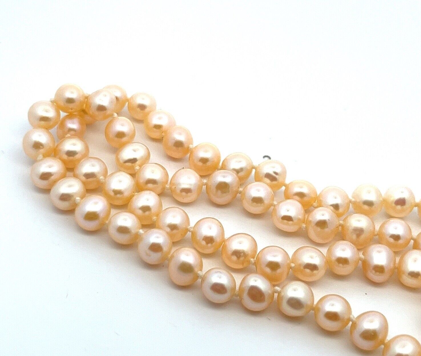 18” x 6mm JCM Freshwater Pearls Double Strand Necklace w/ 14k YG Clasp 41.6g - Image 3