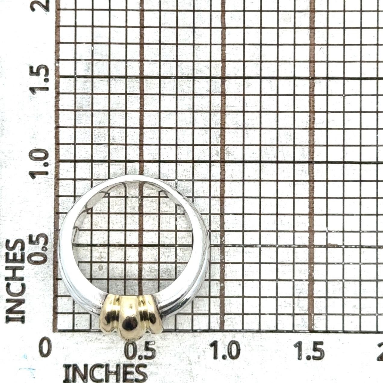 .925 Sterling Silver 750 18k Yellow Gold Ring, Size-7, 9.7g - Image 9
