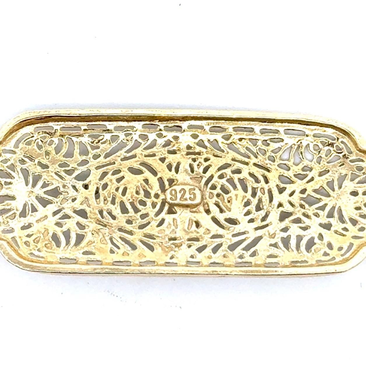 .925 Gold Vermeil & Rhinestone Pin, 4.1g - Image 3