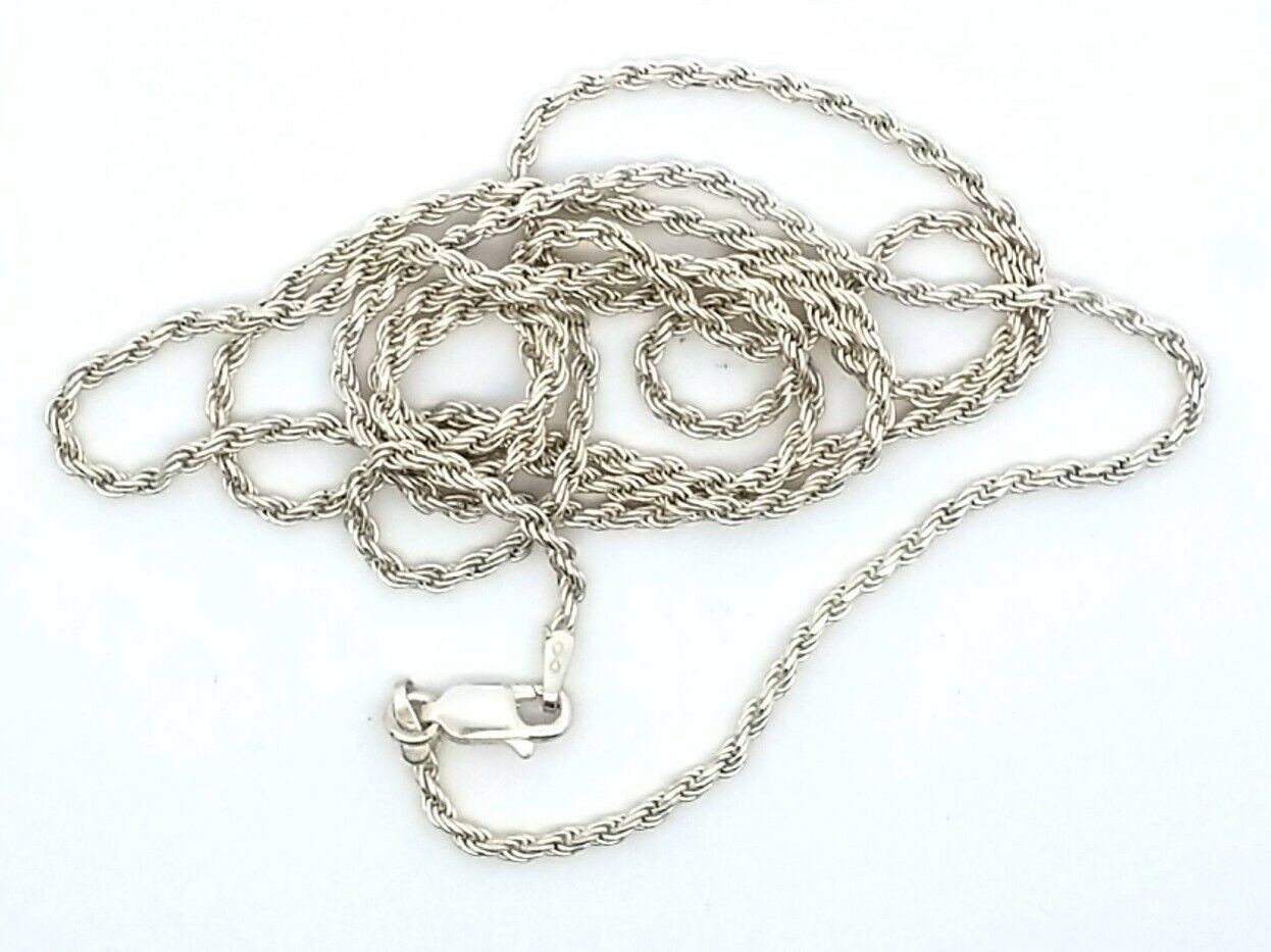 Italian 925 Sterling Silver Diamond Cut 2MM Wide Rope 30" Chain 9.3 Grams - Image 3