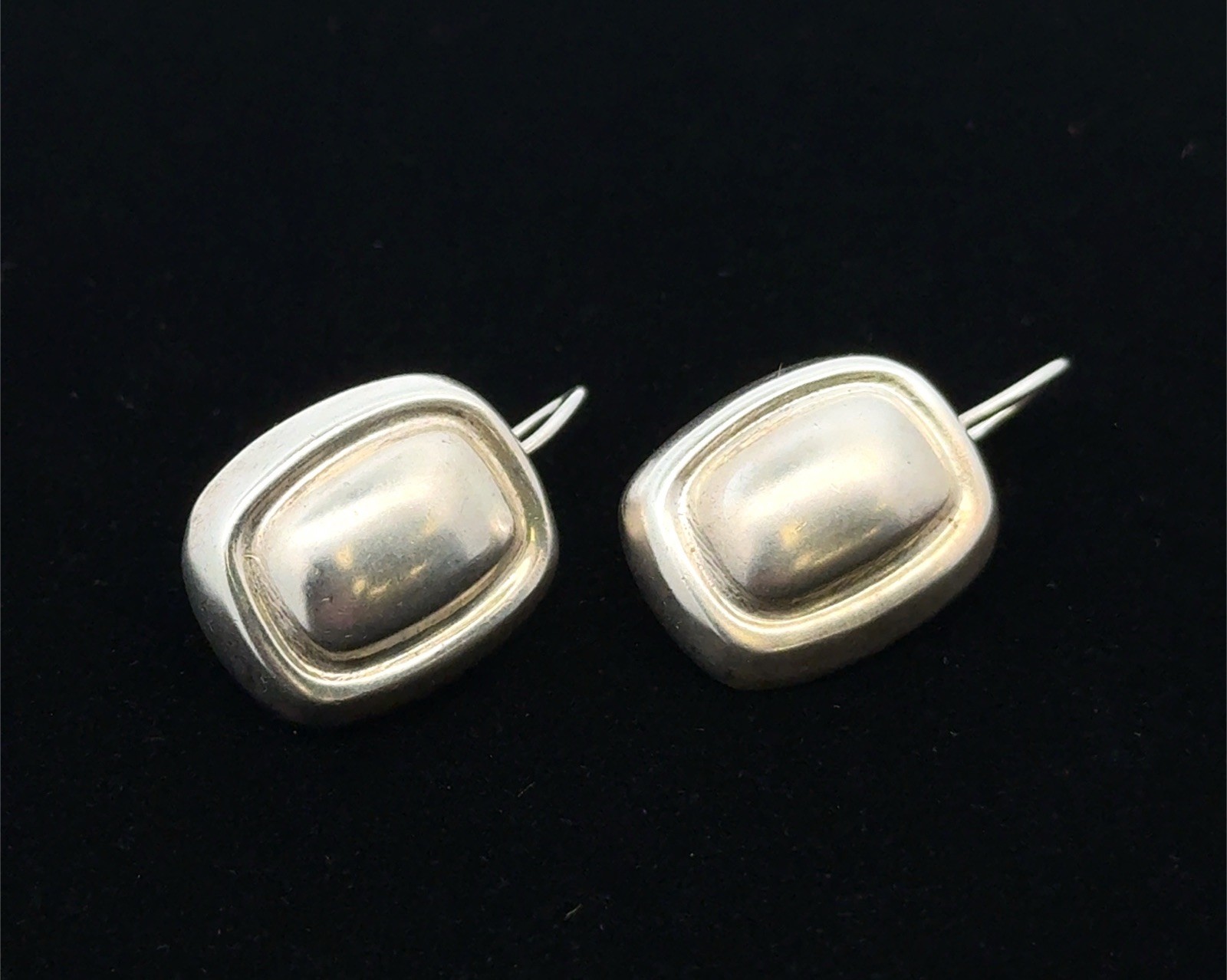 Taxco Mexico TA-03 925 Sterling Silver Puffy Rectangle Earrings, 9.4g - Image 2