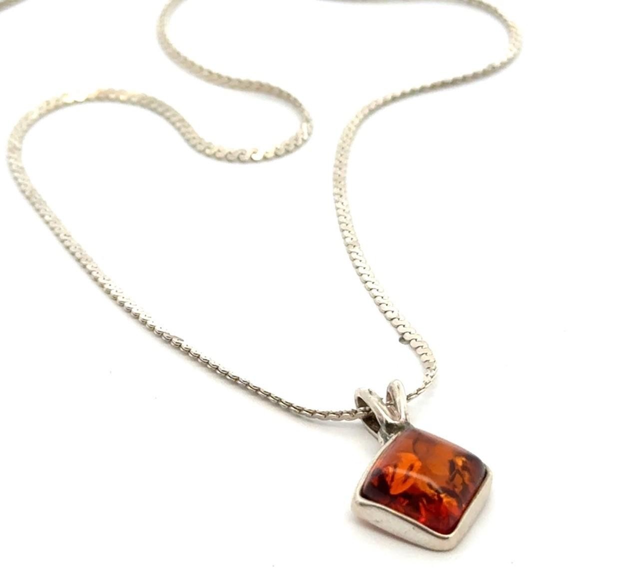 18” .925 Sterling Silver Baltic Amber Pendant Necklace, 4.8g - Image 2