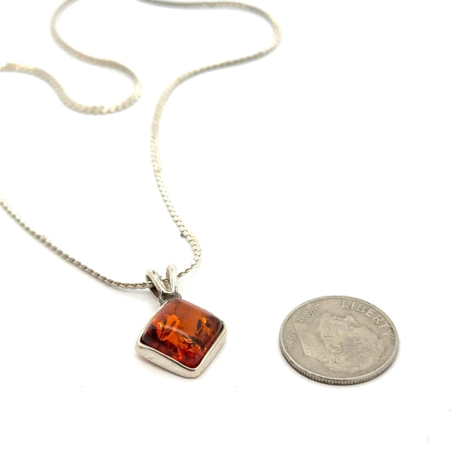 18” .925 Sterling Silver Baltic Amber Pendant Necklace, 4.8g - Image 4