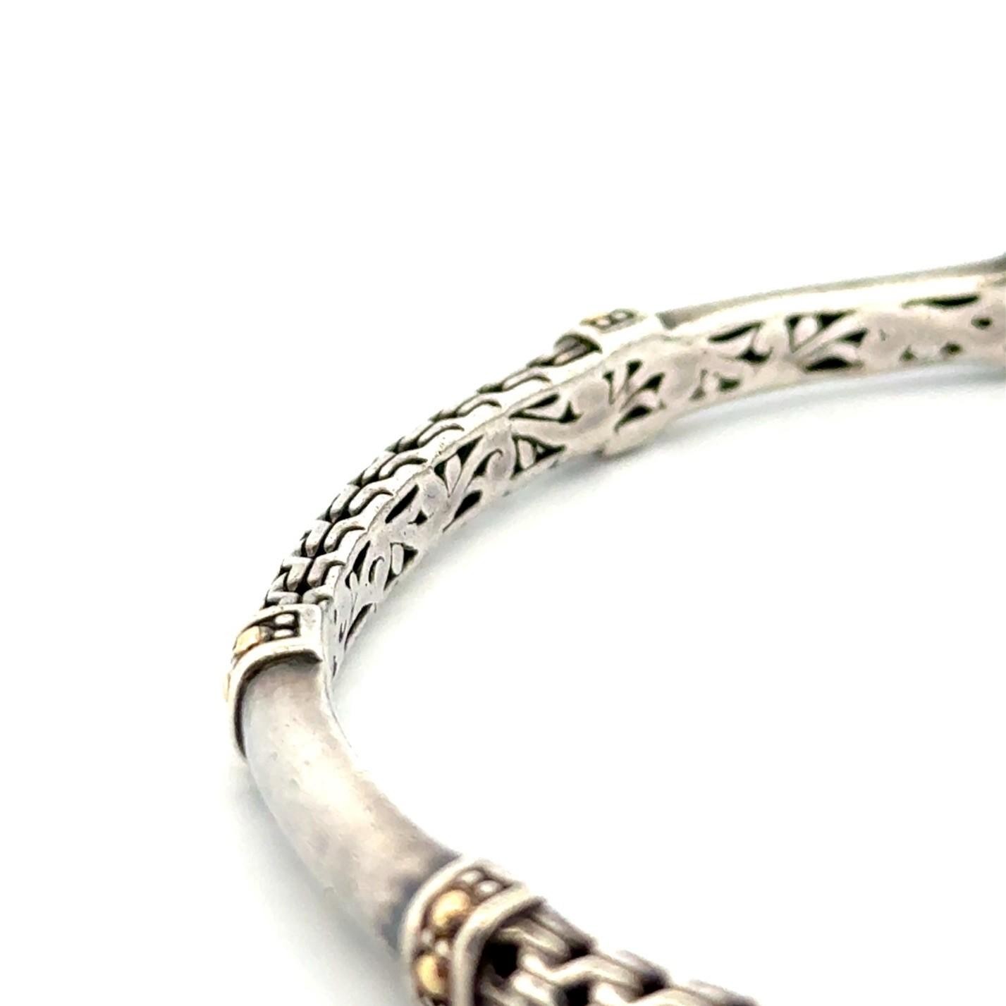 7.75” 925 Sterling Silver & 14k Gold Accented Intricate Bangle Bracelet 13.4g - Image 4