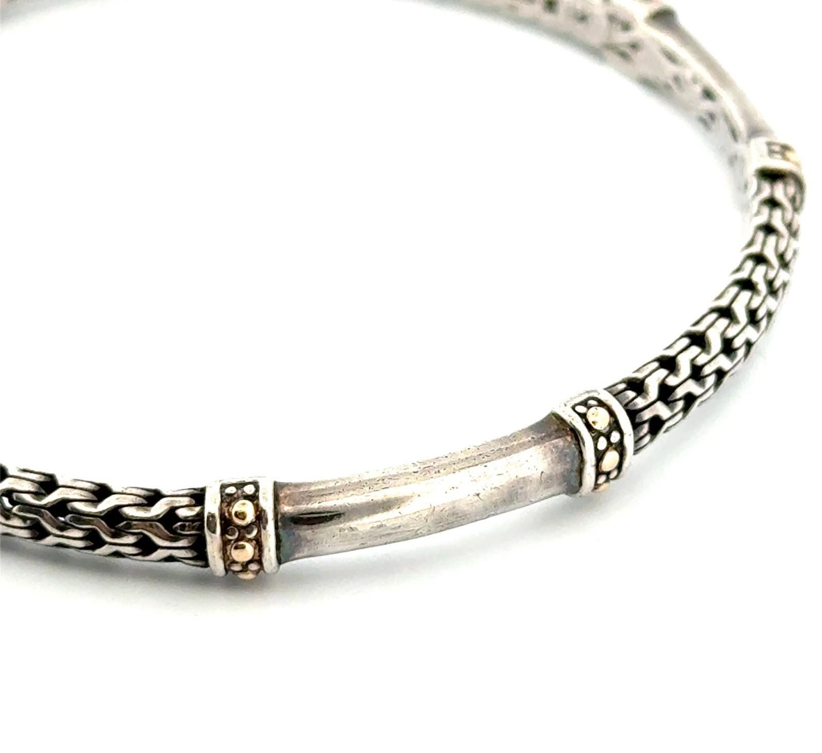 7.75” 925 Sterling Silver & 14k Gold Accented Intricate Bangle Bracelet 13.4g - Image 5