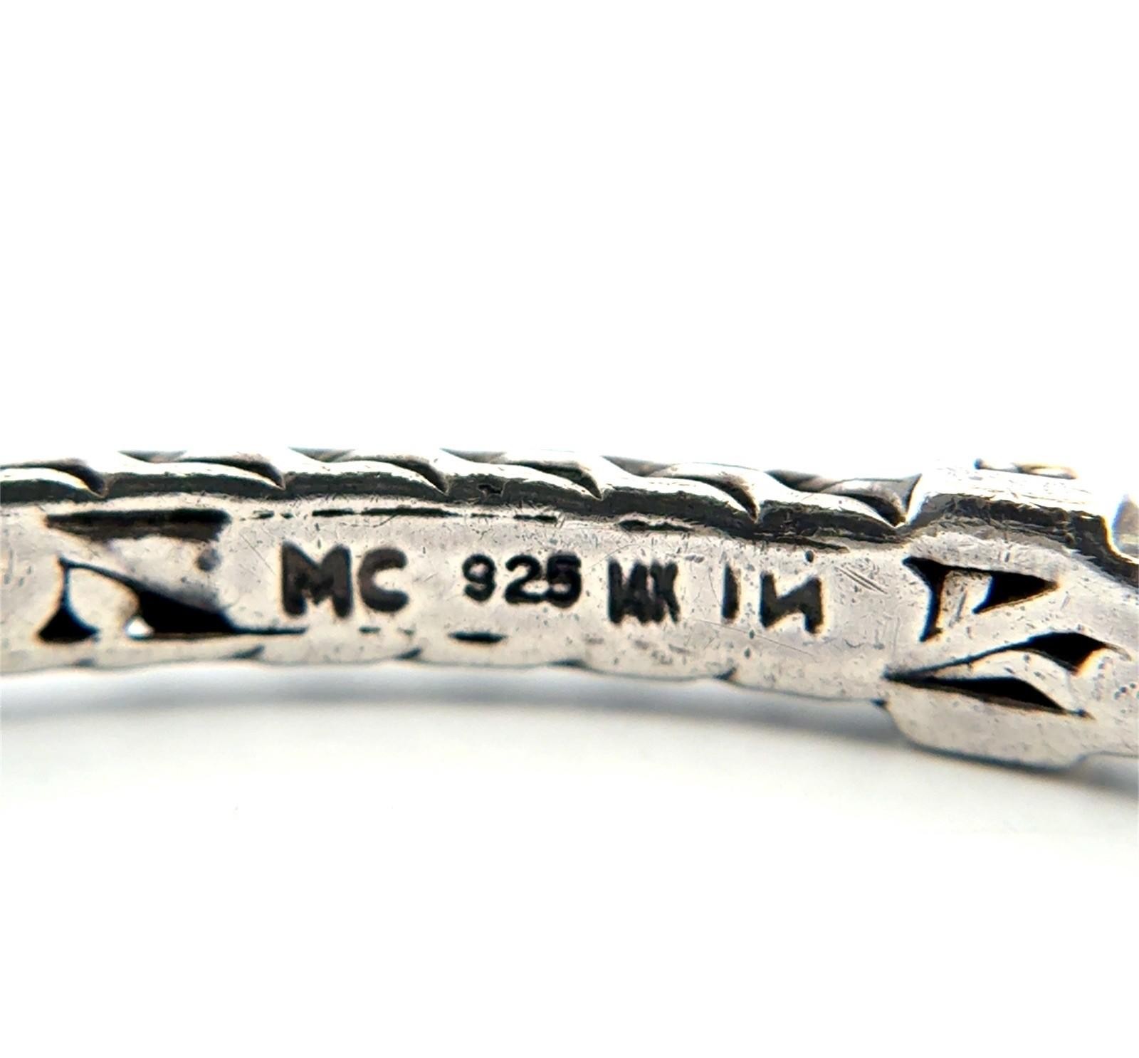 7.75” 925 Sterling Silver & 14k Gold Accented Intricate Bangle Bracelet 13.4g - Image 8