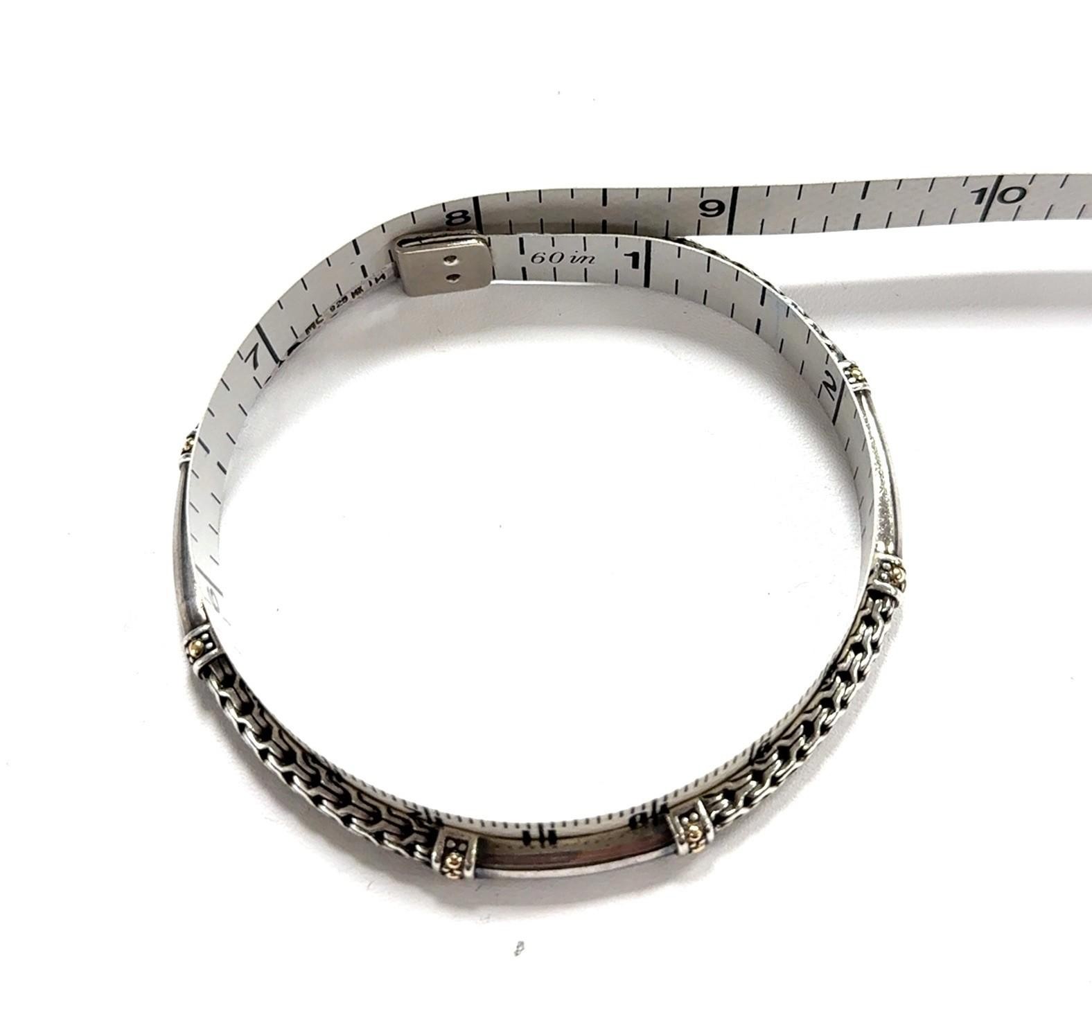 7.75” 925 Sterling Silver & 14k Gold Accented Intricate Bangle Bracelet 13.4g - Image 10