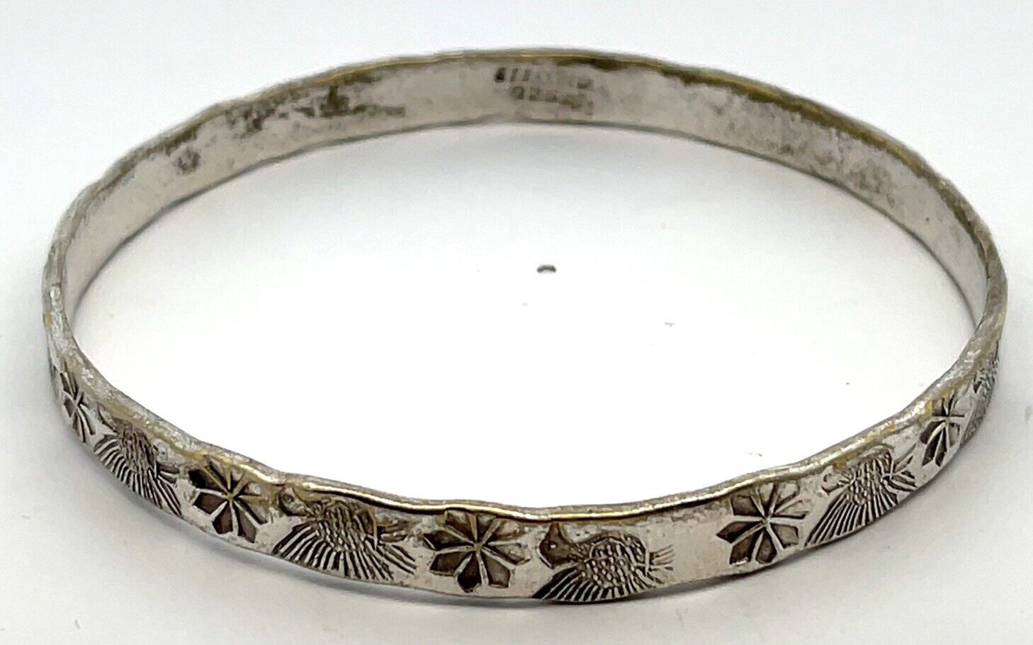 Sterling Silver 6.8mm Wide 8.5” Bangle Bracelet 18.1 Grams - Image 3