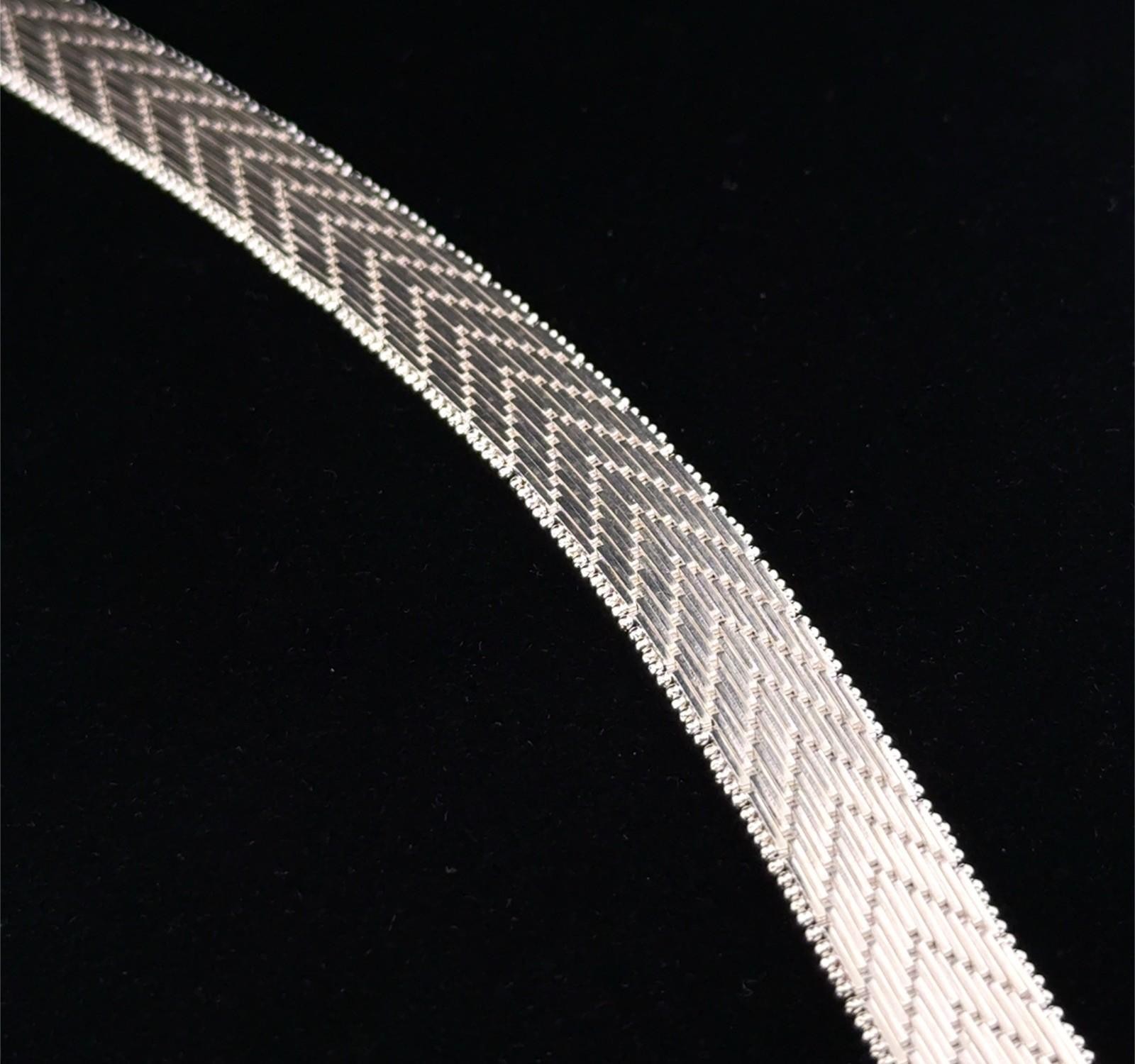 7.75” Italy 925 Sterling Silver Chevron Textured Wrap Mesh Bracelet 28.8g - Image 7