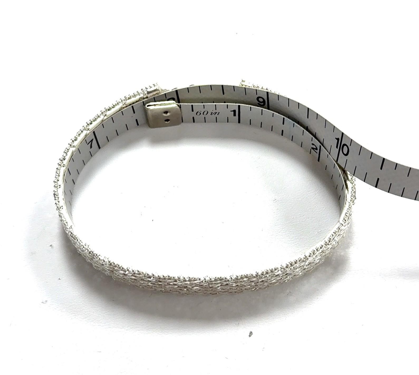 7.75” Italy 925 Sterling Silver Chevron Textured Wrap Mesh Bracelet 28.8g - Image 10