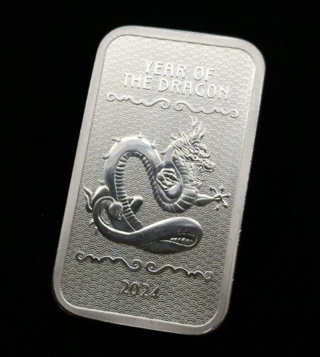 2024 Year of the Dragon Chinese Zodiac Ingot Bar 5 Troy Oz .999 Fine Silver