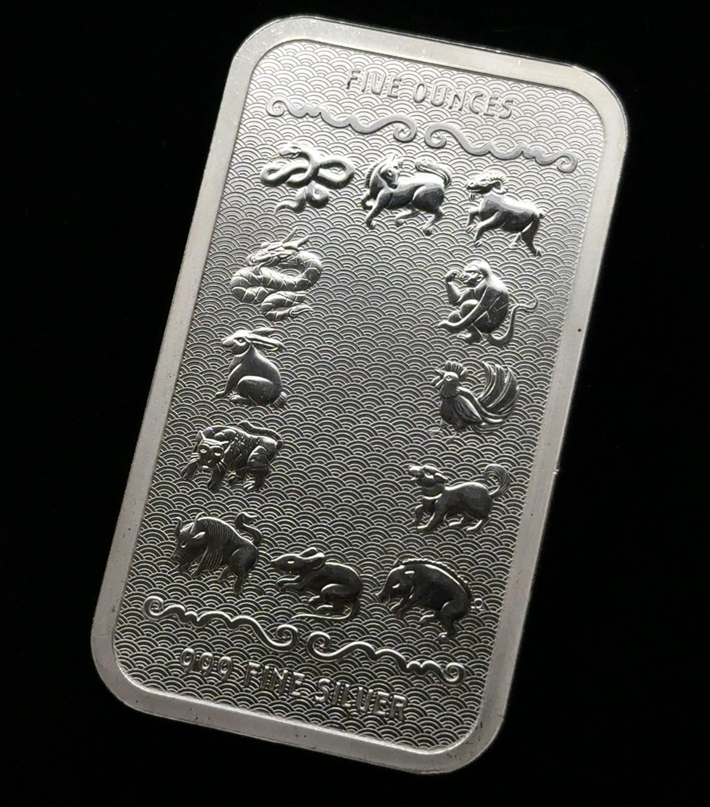 2024 Year of the Dragon Chinese Zodiac Ingot Bar 5 Troy Oz .999 Fine Silver - Image 2