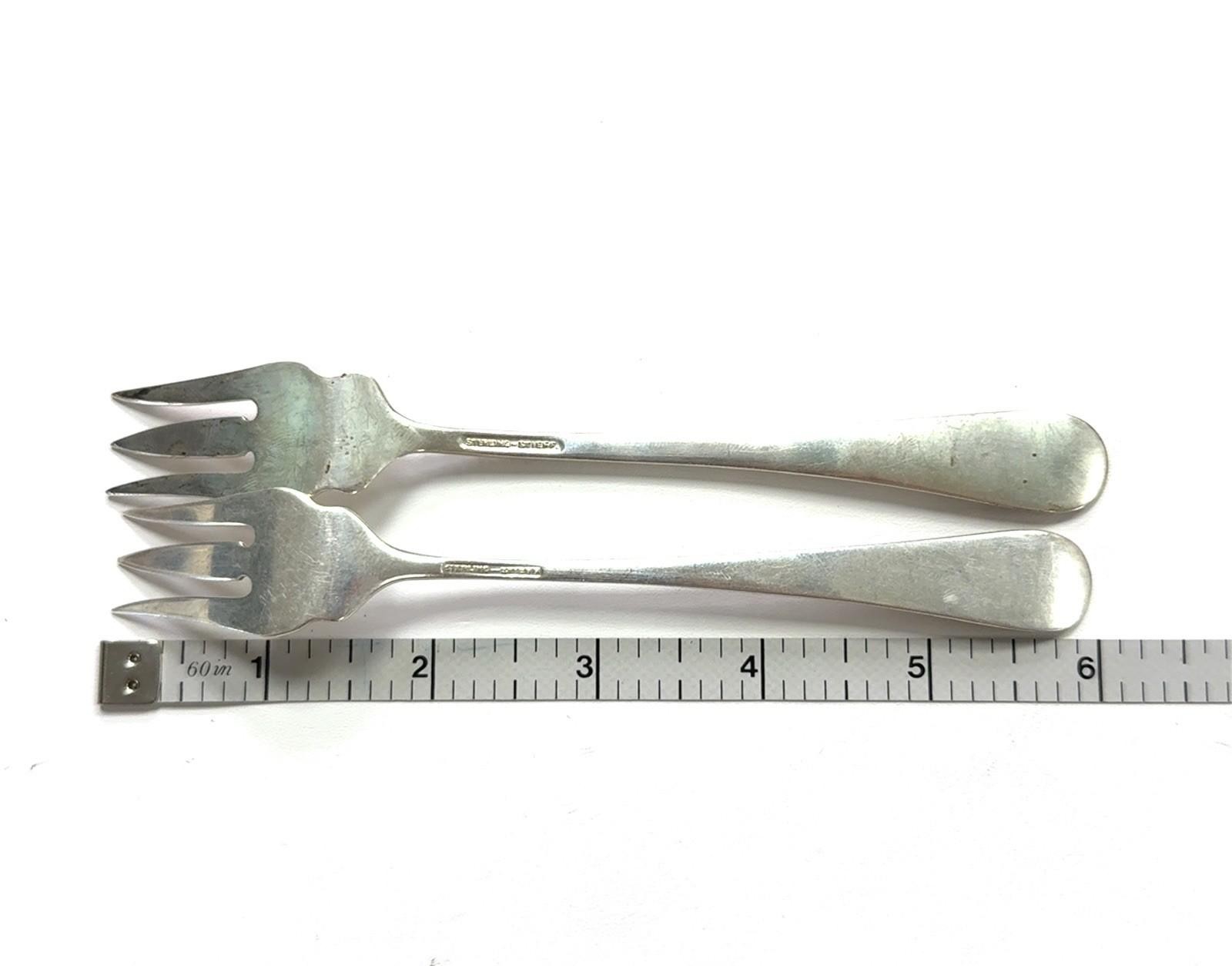Pair of 6” Stieff 925 Sterling Silver Rose Old Style Pickle Fork Repousse 54g - Image 8