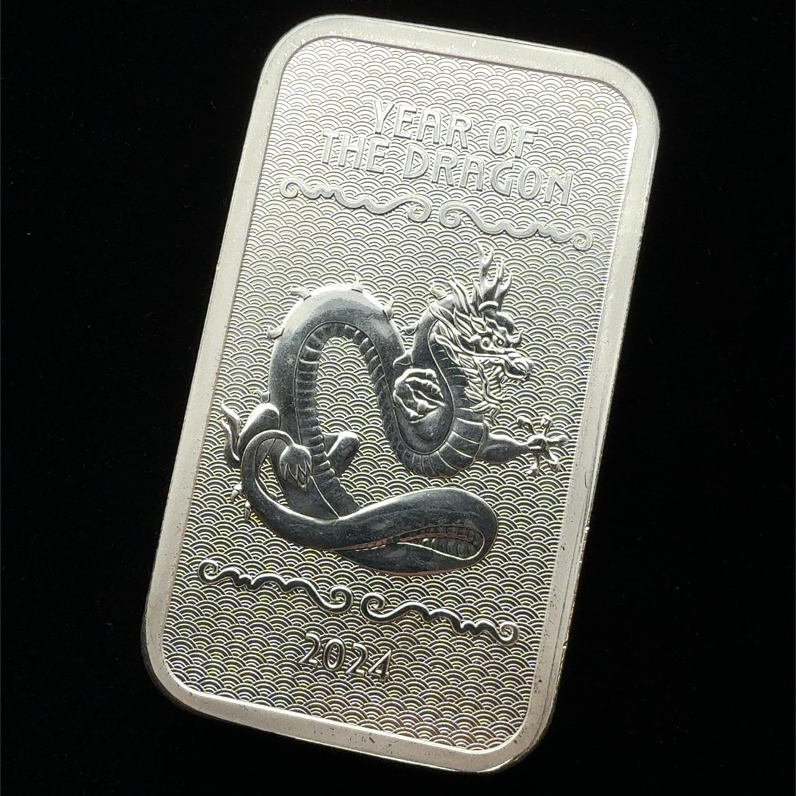 2024 Year of the Dragon Chinese Zodiac Ingot Bar 5 Troy Oz .999 Fine Silver - Image 3