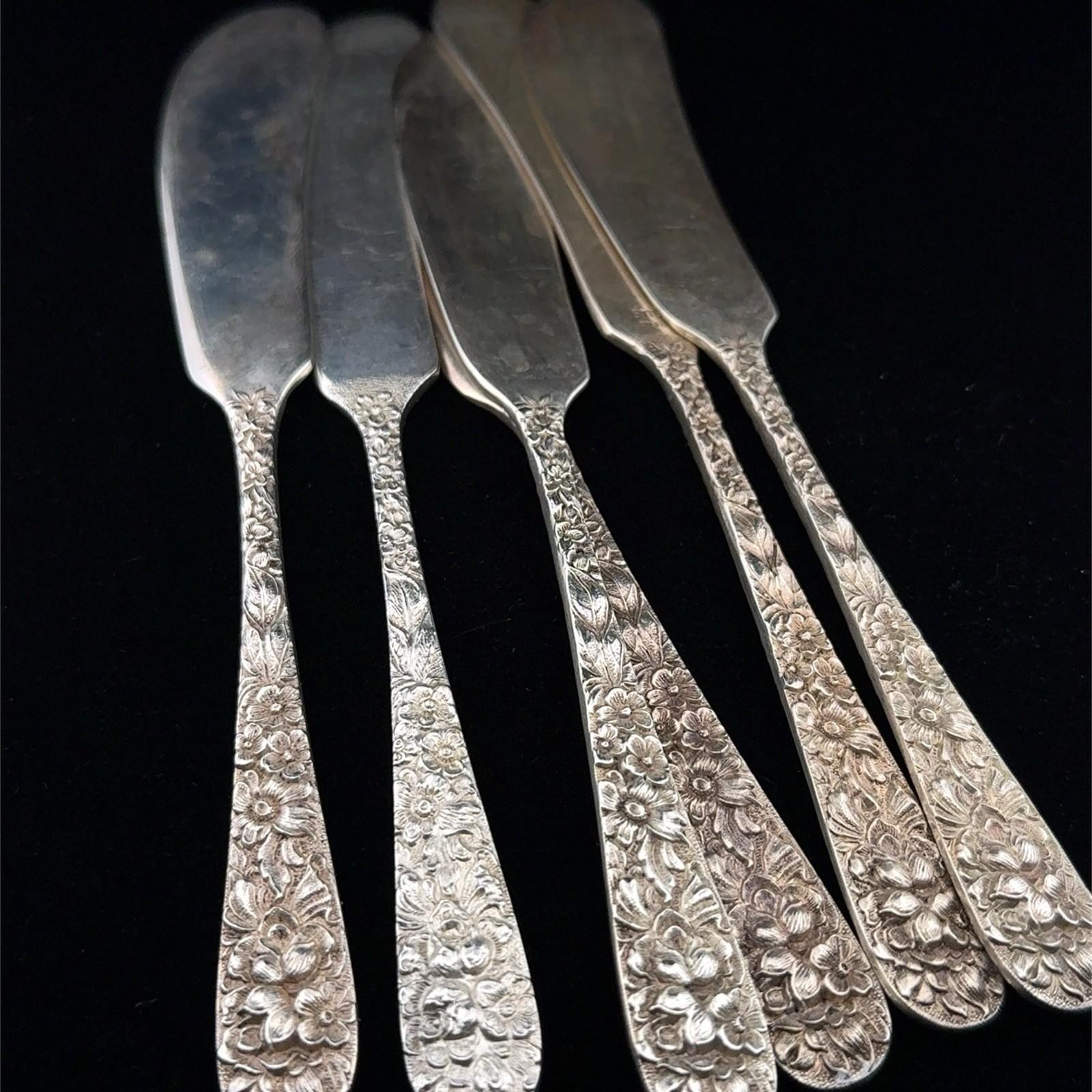 Lot of (6) - Stieff Rose 925 Sterling Silver Flat Handle Butter Knives 188.9g - Image 6