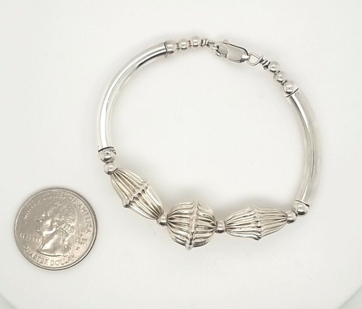 .925 Sterling Silver Fancy Bangle Bracelet 12.4g - Image 3