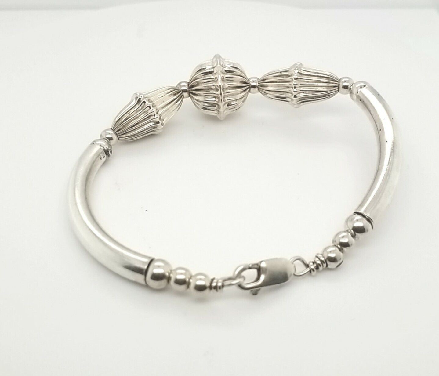 .925 Sterling Silver Fancy Bangle Bracelet 12.4g - Image 4