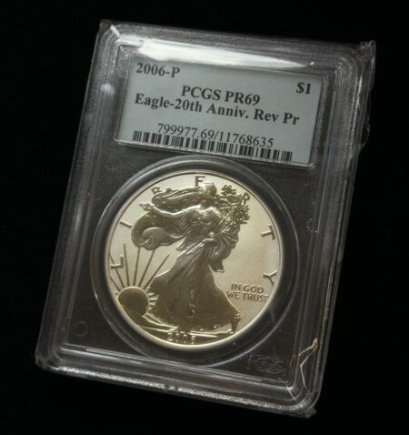 2006-P Reverse Proof American Silver Eagle PCGS PR69 20th Anniversary .999 Fine