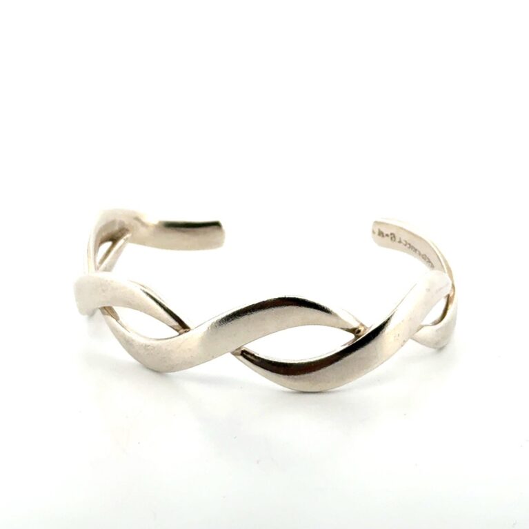 6.25” Mexico 925 Sterling Silver Infinity Braided Twist Cuff Bracelet 23g