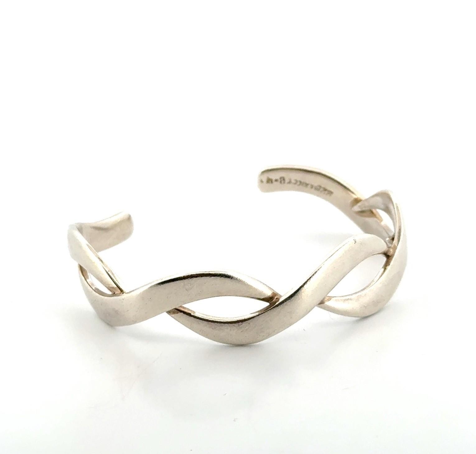6.25” Mexico 925 Sterling Silver Infinity Braided Twist Cuff Bracelet 23g - Image 2