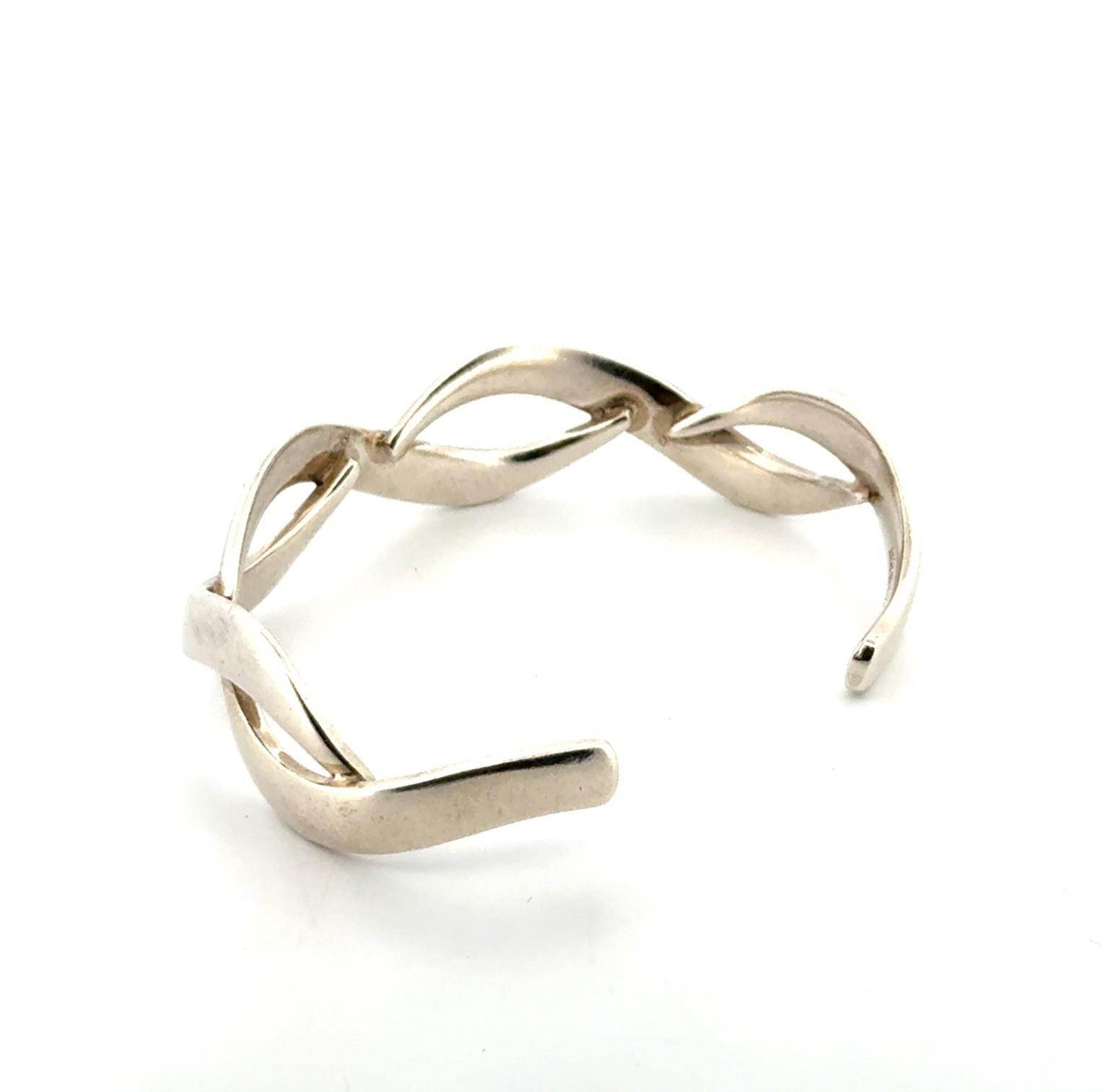 6.25” Mexico 925 Sterling Silver Infinity Braided Twist Cuff Bracelet 23g - Image 4