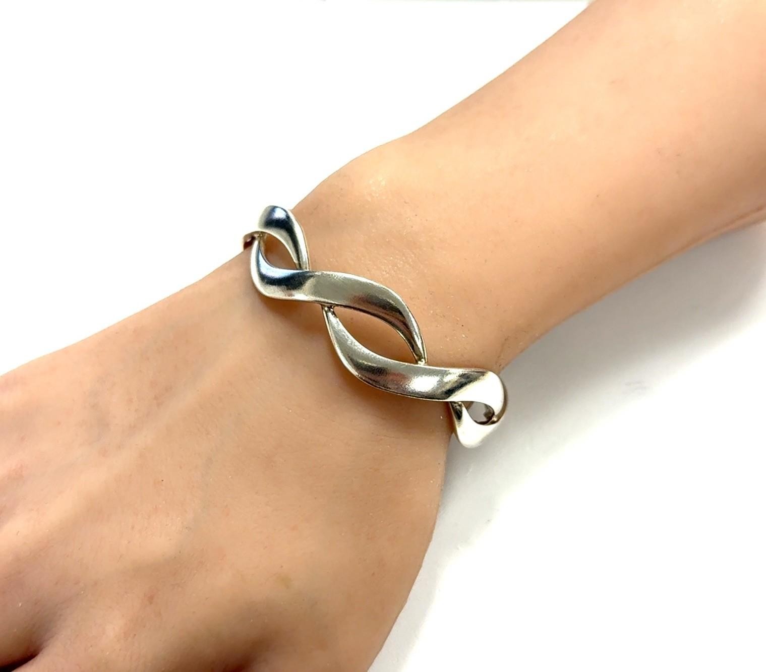 6.25” Mexico 925 Sterling Silver Infinity Braided Twist Cuff Bracelet 23g - Image 6