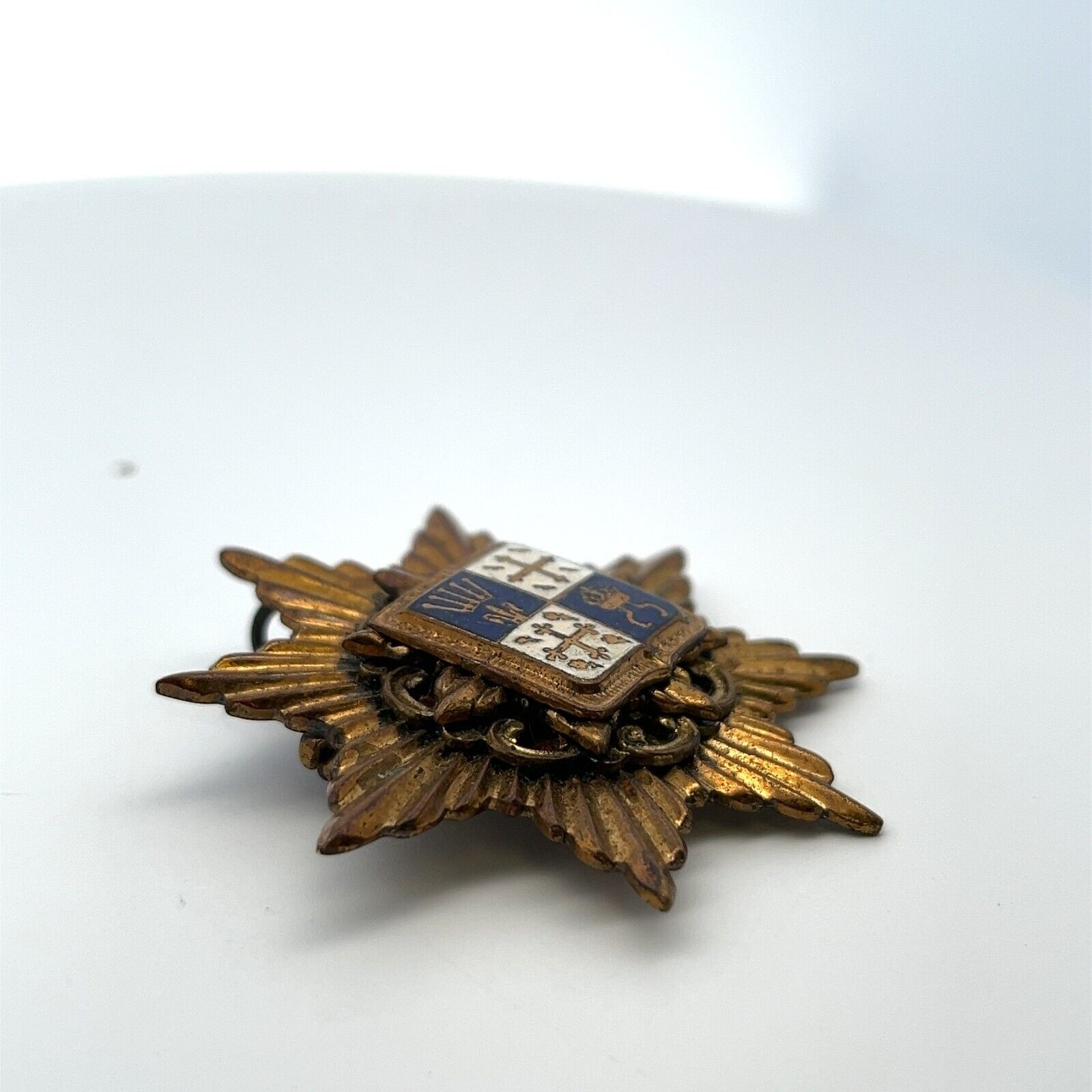 Vintage Enameled Brass French Coat of Arms Brooch/Pendant 20.1 Grams - Image 4