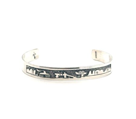 6.5” Navajo 925 Sterling Silver Letter Cuff Bracelet, Gene Gibson, 9.6g