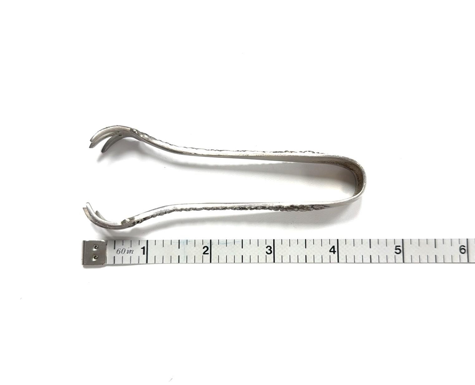 4.5” Stieff Rose 925 Sterling Silver Repousse Small Sugar Tongs 34.7g - Image 8