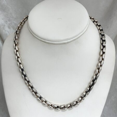Italy 925 Sterling Silver 7mm Fancy Link 7.5”Bracelet w/ Matching 17” Chain