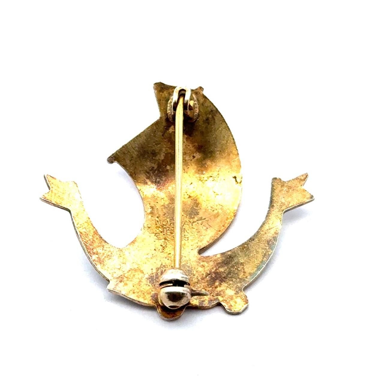 1950s Aksel Holmsen 925 Sterling Silver & Enamel Viking Longboat Brooch/Pin 4.6g - Image 5