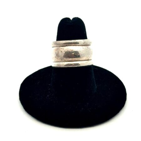 .925 Sterling Silver Cigar Band Ring, Size-7, 9.2g