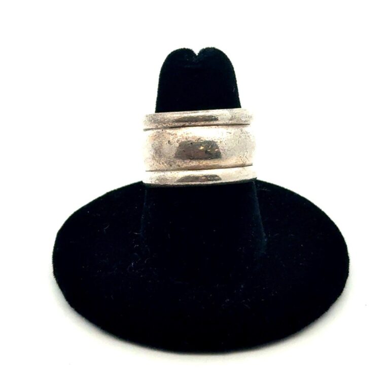 .925 Sterling Silver Cigar Band Ring, Size-7, 9.2g