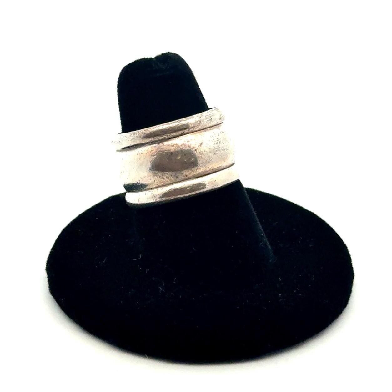 .925 Sterling Silver Cigar Band Ring, Size-7, 9.2g - Image 2