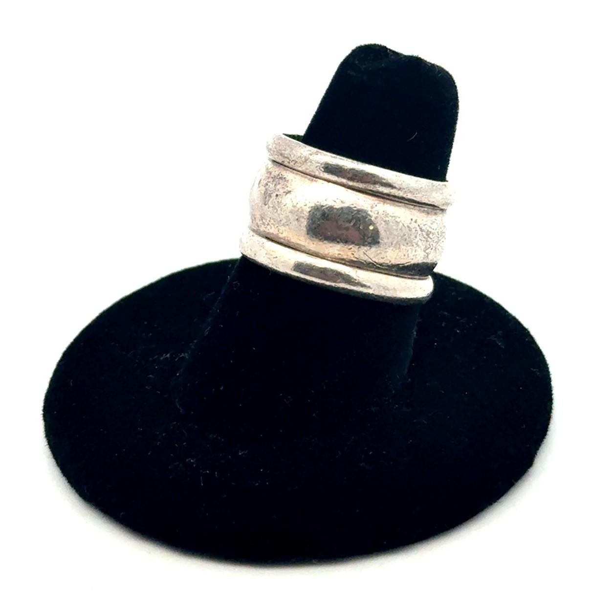 .925 Sterling Silver Cigar Band Ring, Size-7, 9.2g - Image 3
