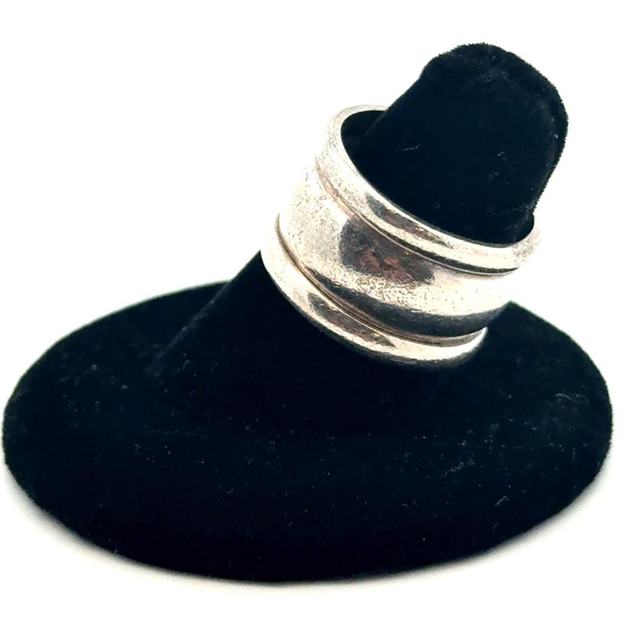 .925 Sterling Silver Cigar Band Ring, Size-7, 9.2g - Image 4