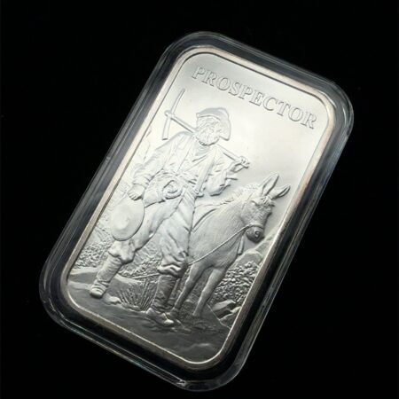 Provident Metals 1 Troy Oz .999 Fine Silver Bar, Prospector + Donkey Design