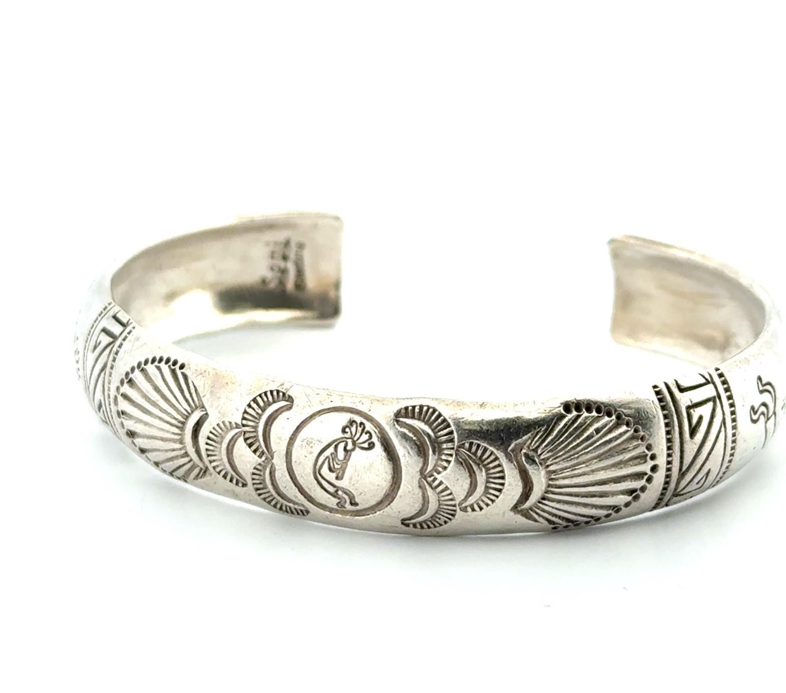 7” Sami Betonie 925 Sterling Silver Kokopelli Cuff Bracelet 25.3g - Image 3