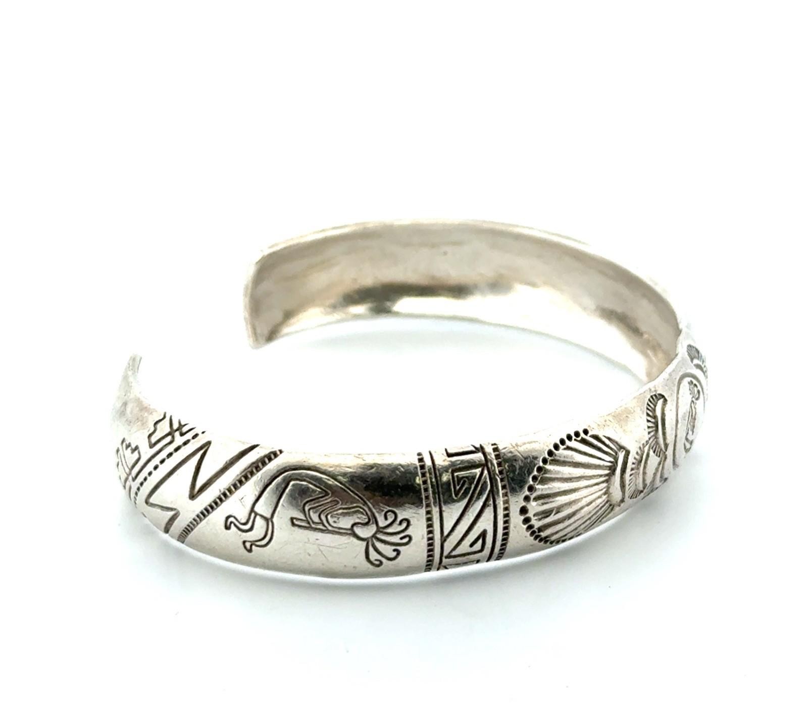7” Sami Betonie 925 Sterling Silver Kokopelli Cuff Bracelet 25.3g - Image 4