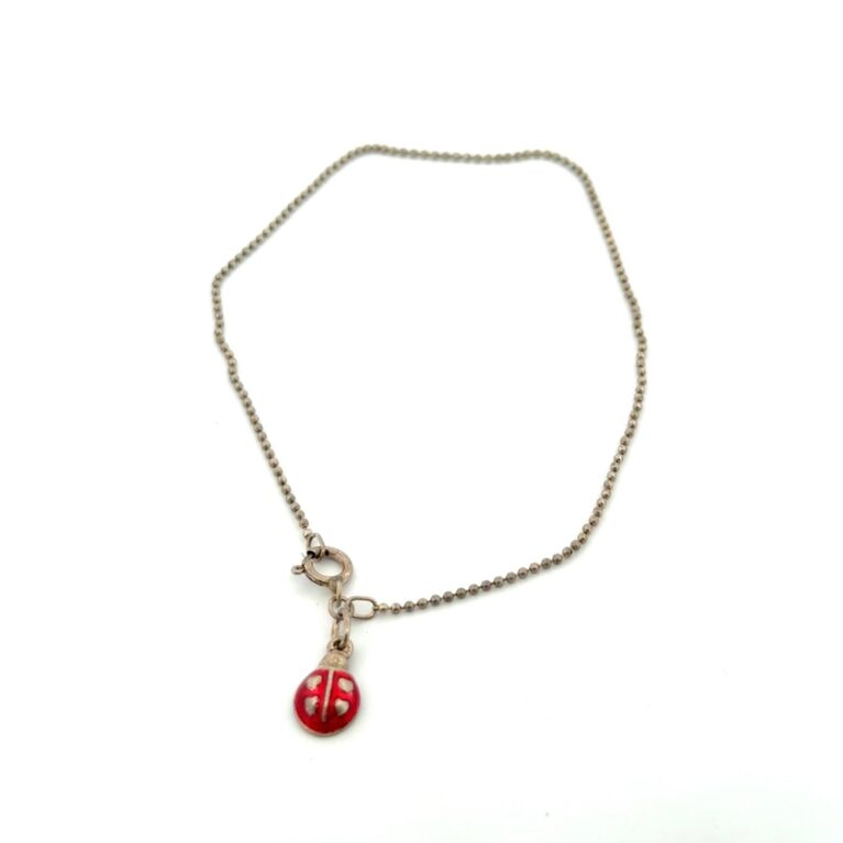 8.5” Avon 925 Sterling Silver Lady Bug Charm Ankle Bracelet 1.6g