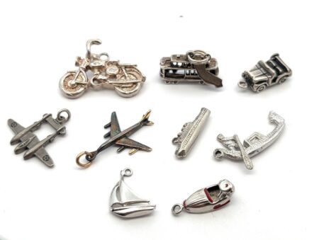 Lot of 9 Vehicle Themed Charms - 925 Sterling Silver - Total Weight 21.5g