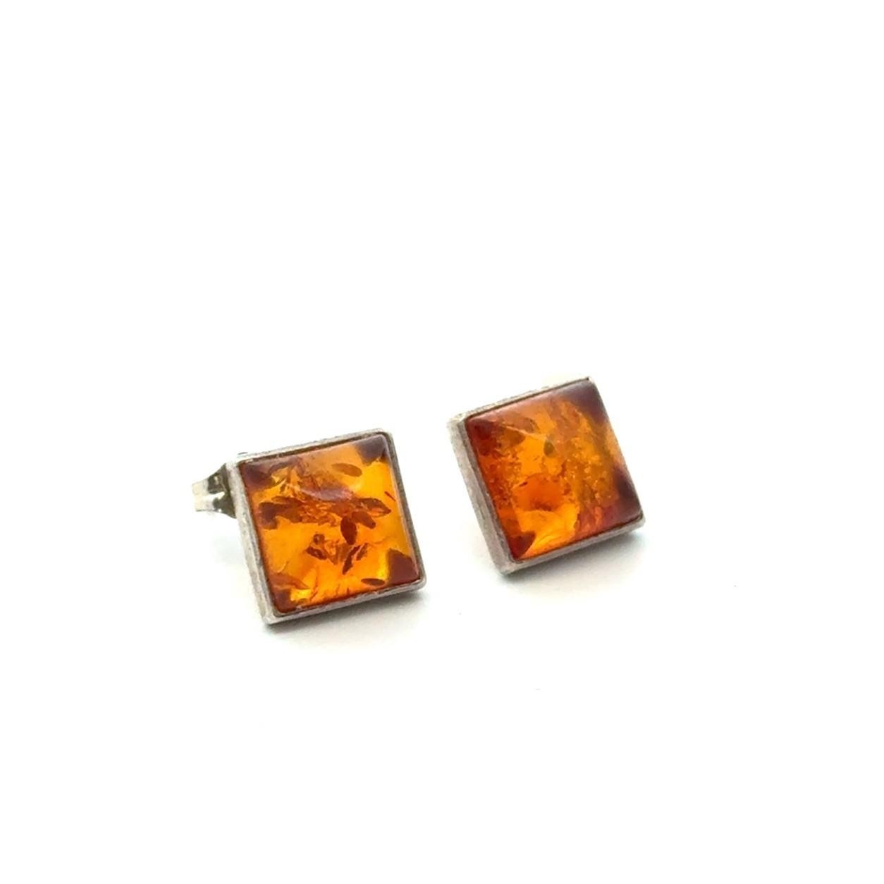 .925 Sterling Silver Baltic Amber Earring Studs, 2.8g - Image 2