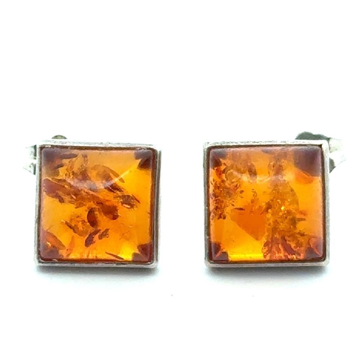 .925 Sterling Silver Baltic Amber Earring Studs, 2.8g - Image 3
