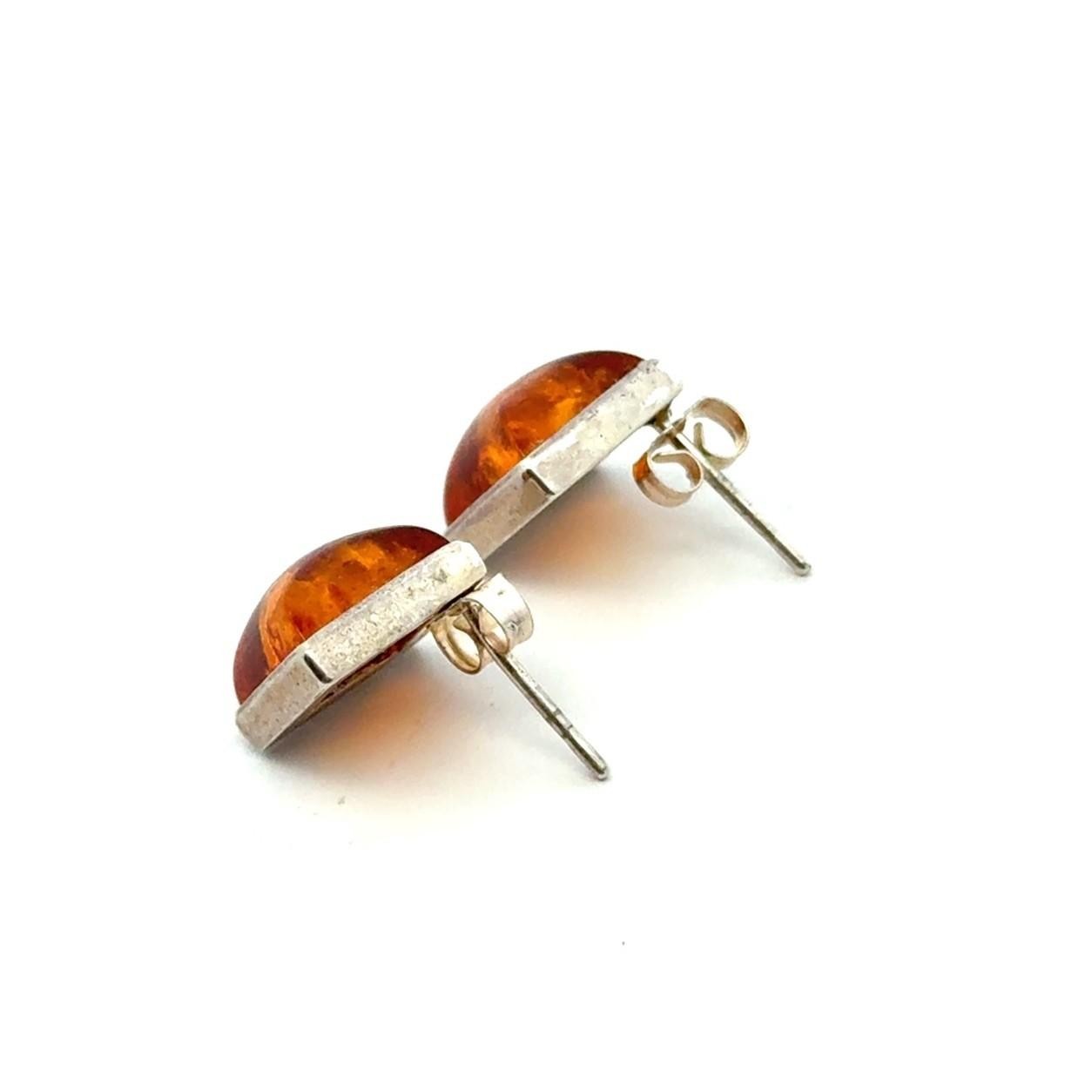 .925 Sterling Silver Baltic Amber Earring Studs, 2.8g - Image 5