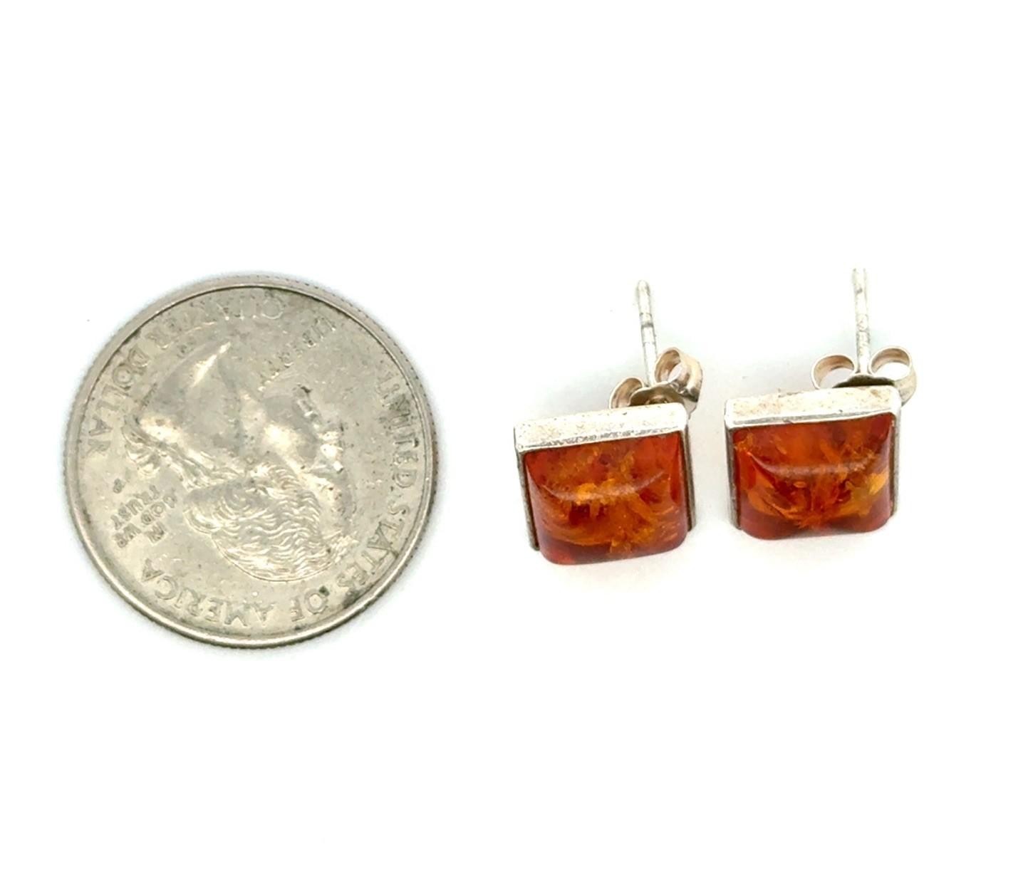 .925 Sterling Silver Baltic Amber Earring Studs, 2.8g - Image 6