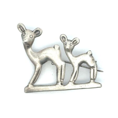 .925 Sterling Silver Mexico Deer & Fawn Pin, 6.5g