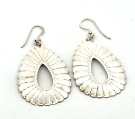 .925 Sterling Silver Open Teardrop Earrings, 6.4g