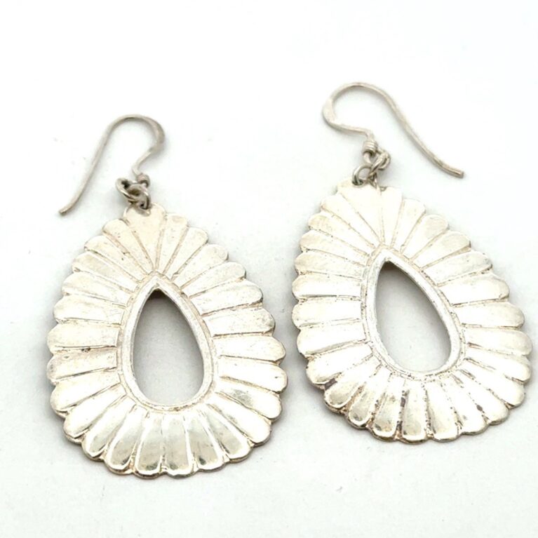 .925 Sterling Silver Open Teardrop Earrings, 6.4g