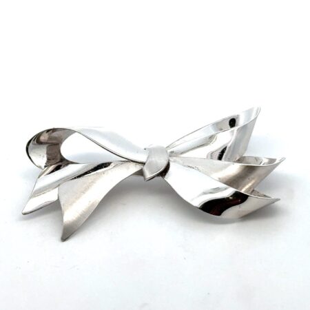 .925 Sterling Silver Bow w/ Ribbon Brooch/Pin Signed BB 925 10.9g